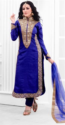 blue silk designer salwar suit